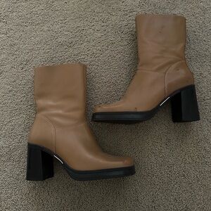 Tommy Hilfiger Tan Heeled Boots